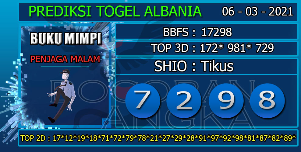 Live Result Togel Albania
, Bocoran Togel Albania Hari Sabtu 06 Maret 2021